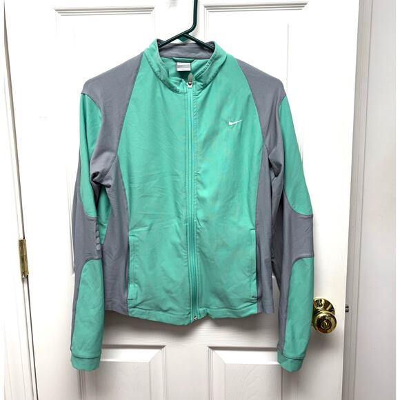 Nike Fit Dry Running Jacket,  Seafoam Green and Gray Full Zip, Women's Size L - Picture 1 of 9